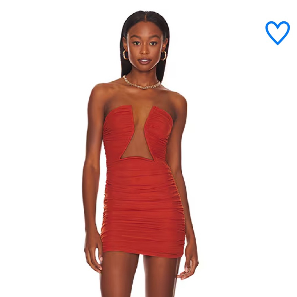 Superdown Thea Ruched Mini Dress in Burnt Orange